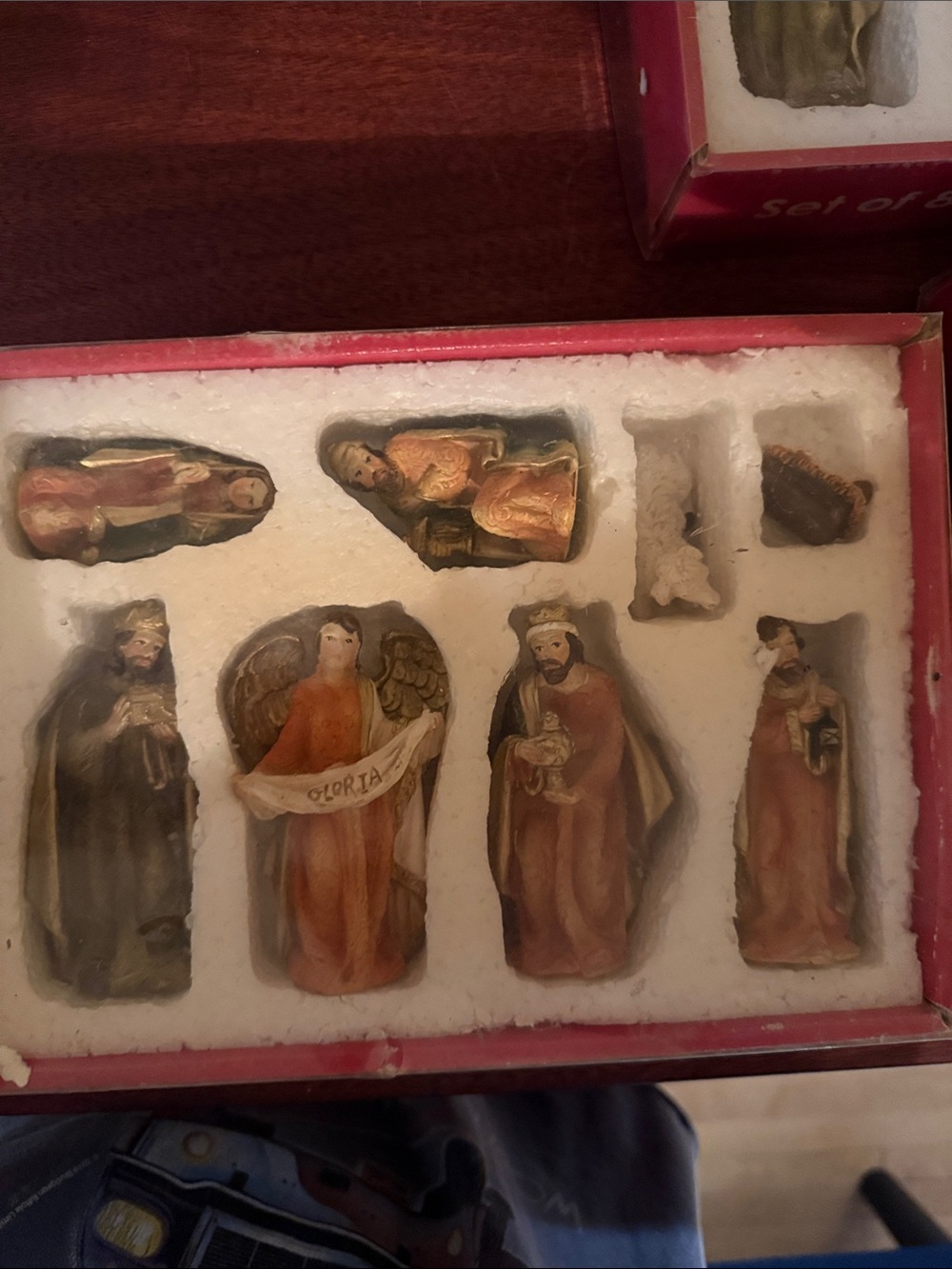 8-Piece Nativity Figurine Set in Green and Orange – Holiday Home Decor - Picture 3 of 3